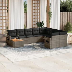 Maison exclusive - salon de jardin avec coussins 10 pcs gris résine tressée