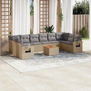Maison exclusive - salon de jardin et coussins 11 pcs mélange beige résine tress