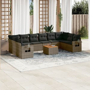 Maison exclusive - salon de jardin 11 pcs avec coussins gris résine tressée
