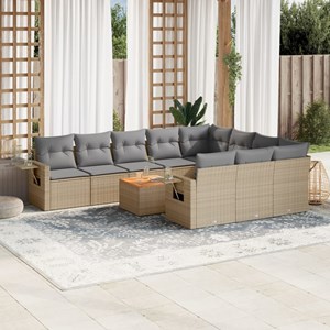 Maison exclusive - salon de jardin et coussins 11 pcs mélange beige résine tress