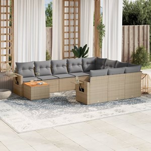 Maison exclusive - salon de jardin et coussins 11 pcs mélange beige résine tress