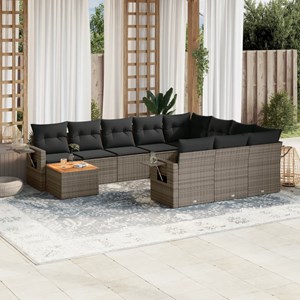 Maison exclusive - salon de jardin 11 pcs avec coussins gris résine tressée