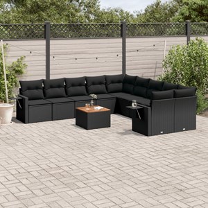 Maison exclusive - salon de jardin 11 pcs avec coussins noir résine tressée