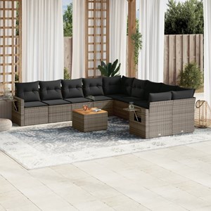 Maison exclusive - salon de jardin 11 pcs avec coussins gris résine tressée