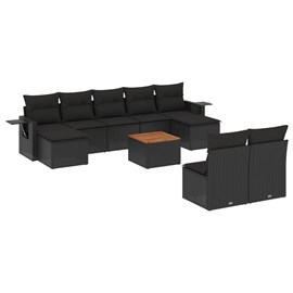 Maison exclusive - salon de jardin 10 pcs avec coussins noir résine tressée