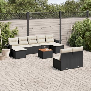Maison exclusive - salon de jardin 10 pcs avec coussins noir résine tressée