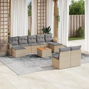 Maison exclusive - salon de jardin et coussins 10 pcs mélange beige résine tress