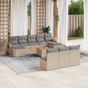 Maison exclusive - salon de jardin et coussins 11 pcs mélange beige résine tress