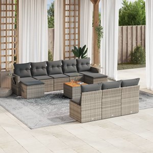 Maison exclusive - salon de jardin 11 pcs avec coussins gris résine tressée