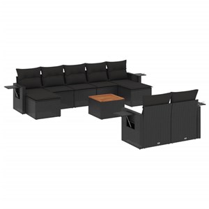 Maison exclusive - salon de jardin 10 pcs avec coussins noir résine tressée