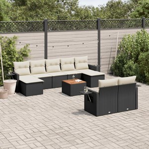 Maison exclusive - salon de jardin 10 pcs avec coussins noir résine tressée