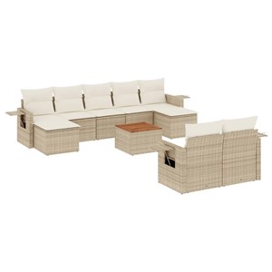 Maison exclusive - salon de jardin avec coussins 10 pcs beige résine tressée