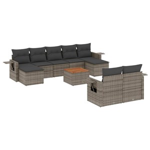 Maison exclusive - salon de jardin avec coussins 10 pcs gris résine tressée