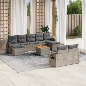 Maison exclusive - salon de jardin avec coussins 10 pcs gris résine tressée