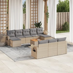 Maison exclusive - salon de jardin et coussins 11 pcs mélange beige résine tress