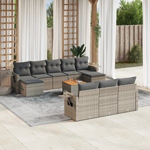 Maison exclusive - salon de jardin 11 pcs avec coussins gris résine tressée