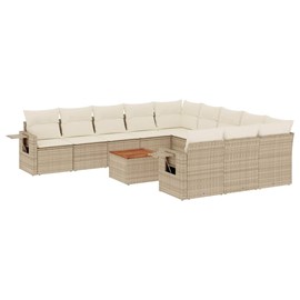 Maison exclusive - salon de jardin avec coussins 12 pcs beige résine tressée