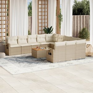 Maison exclusive - salon de jardin avec coussins 12 pcs beige résine tressée