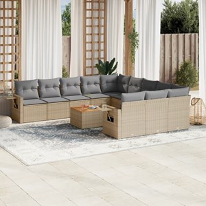 Maison exclusive - salon de jardin et coussins 12 pcs mélange beige résine tress