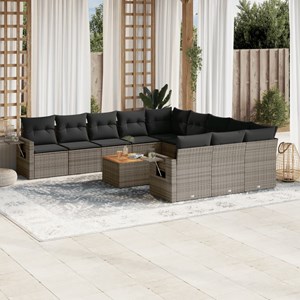 Maison exclusive - salon de jardin avec coussins 12 pcs gris résine tressée