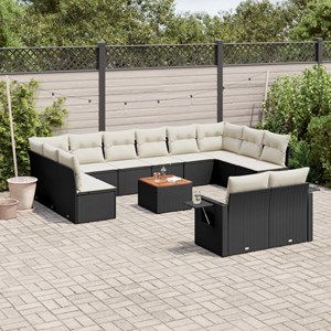 Maison exclusive - salon de jardin avec coussins 13 pcs noir résine tressée