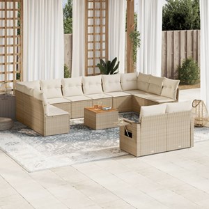 Maison exclusive - salon de jardin avec coussins 13 pcs beige résine tressée