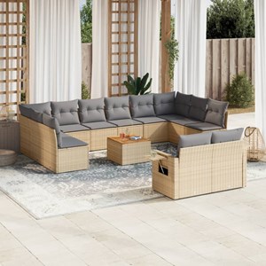 Maison exclusive - salon de jardin et coussins 13 pcs mélange beige résine tress