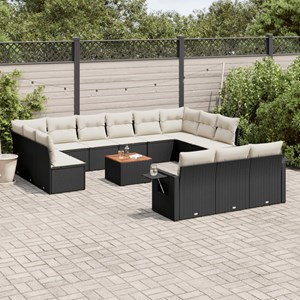 Maison exclusive - salon de jardin avec coussins 14 pcs noir résine tressée