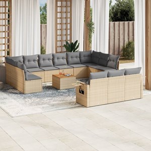 Maison exclusive - salon de jardin et coussins 14 pcs mélange beige résine tress