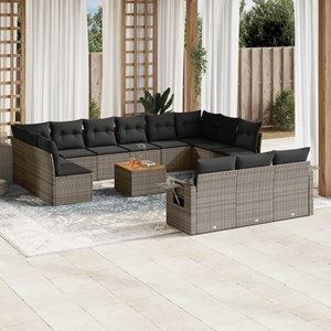 Maison exclusive - salon de jardin avec coussins 14 pcs gris résine tressée