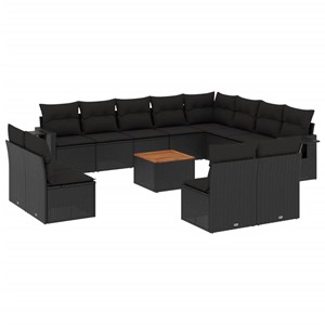 Maison exclusive - salon de jardin avec coussins 13 pcs noir résine tressée
