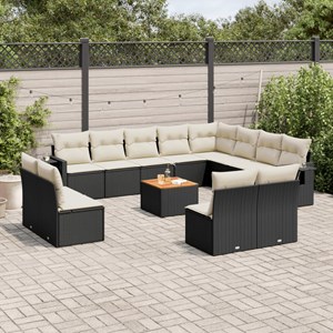 Maison exclusive - salon de jardin avec coussins 13 pcs noir résine tressée