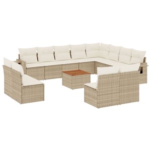 Maison exclusive - salon de jardin avec coussins 13 pcs beige résine tressée