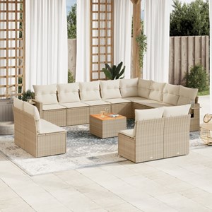 Maison exclusive - salon de jardin avec coussins 13 pcs beige résine tressée