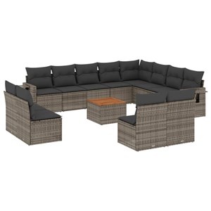 Maison exclusive - salon de jardin avec coussins 13 pcs gris résine tressée