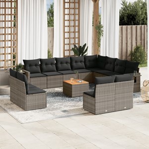 Maison exclusive - salon de jardin avec coussins 13 pcs gris résine tressée