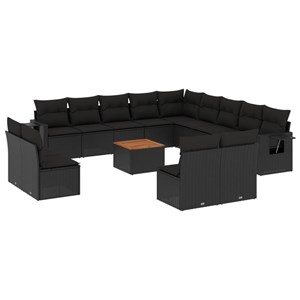 Maison exclusive - salon de jardin avec coussins 14 pcs noir résine tressée