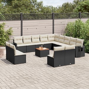 Maison exclusive - salon de jardin avec coussins 14 pcs noir résine tressée