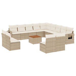 Maison exclusive - salon de jardin avec coussins 14 pcs beige résine tressée