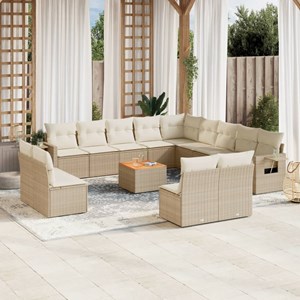 Maison exclusive - salon de jardin avec coussins 14 pcs beige résine tressée