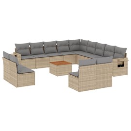Maison exclusive - salon de jardin et coussins 14 pcs mélange beige résine tress