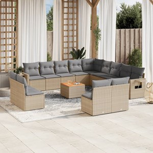 Maison exclusive - salon de jardin et coussins 14 pcs mélange beige résine tress