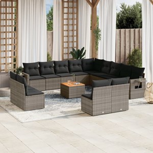 Maison exclusive - salon de jardin avec coussins 14 pcs gris résine tressée