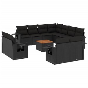 Maison exclusive - salon de jardin 12 pcs avec coussins noir résine tressée