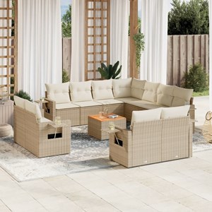 Maison exclusive - salon de jardin avec coussins 12 pcs beige résine tressée
