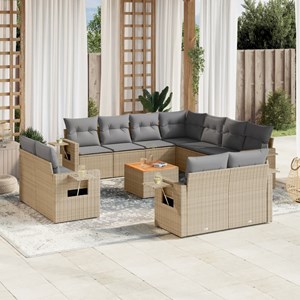 Maison exclusive - salon de jardin et coussins 12 pcs mélange beige résine tress