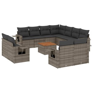 Maison exclusive - salon de jardin avec coussins 12 pcs gris résine tressée