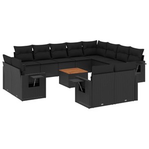 Maison exclusive - salon de jardin avec coussins 13 pcs noir résine tressée