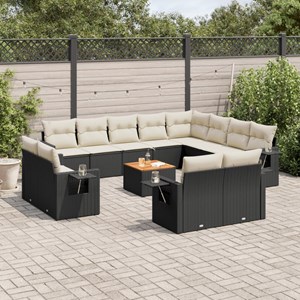 Maison exclusive - salon de jardin avec coussins 13 pcs noir résine tressée
