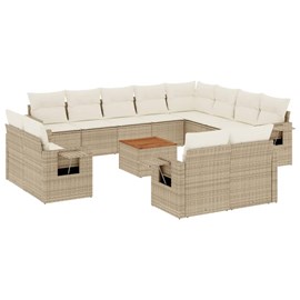 Maison exclusive - salon de jardin avec coussins 13 pcs beige résine tressée